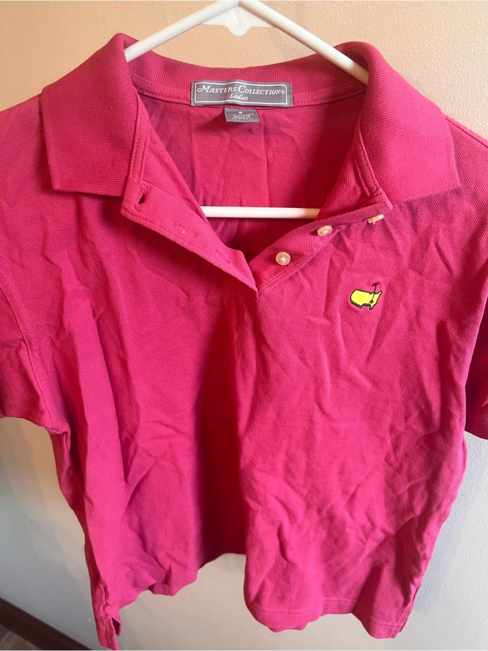 Masters Pink Polo with Yellow Logo